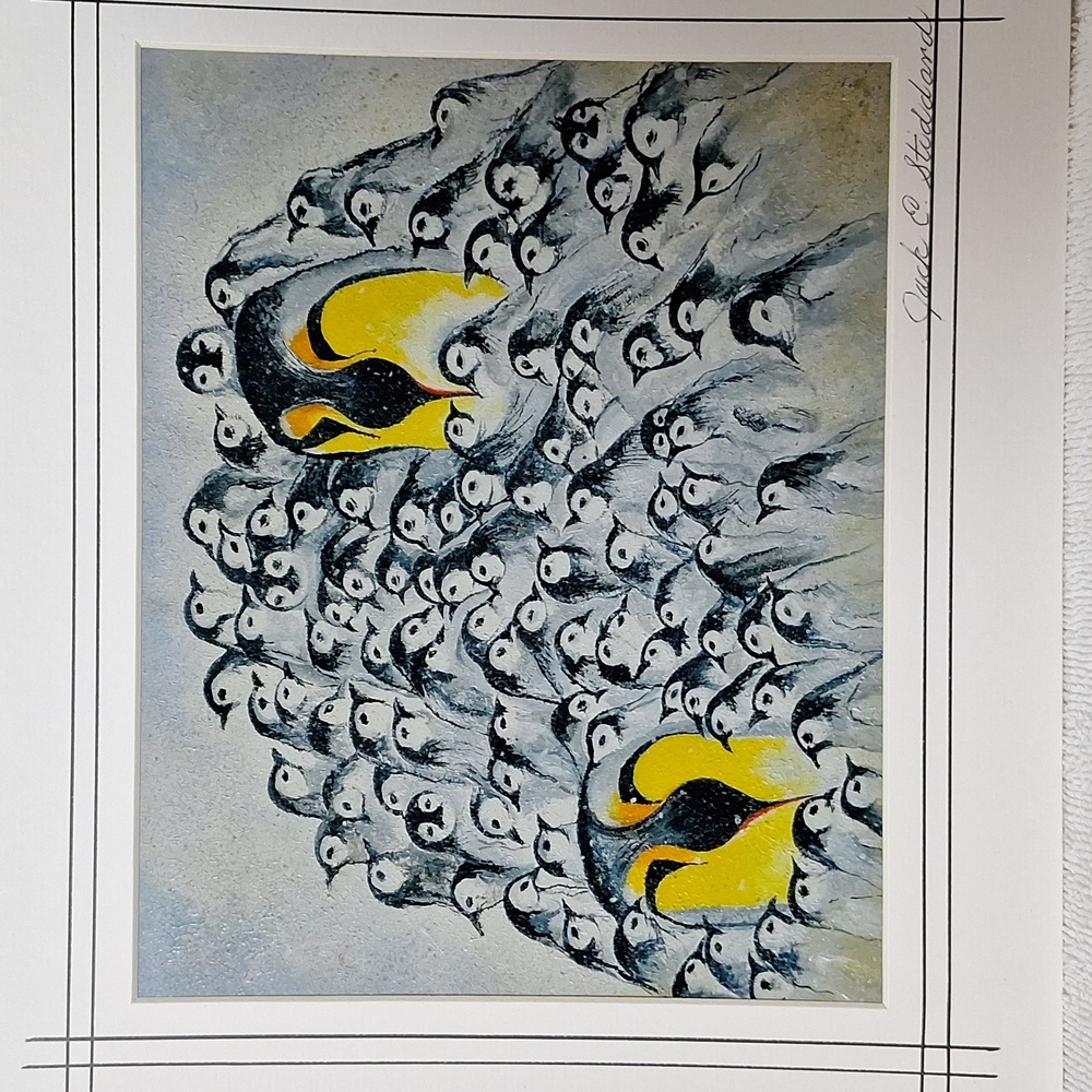 March of The Penguins Painting by Jack E. Stiddard 8x10 Photo/ 11x14 Mat - Picture 3 of 5
